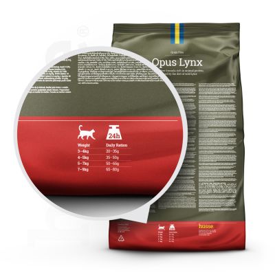 OPUS LYNX | Hrană uscată completă Super Premium, hipoalergenică, fără cereale și gluten, pentru pisici adulte cu sisteme digestive sensibile sau predispuse la alergii
