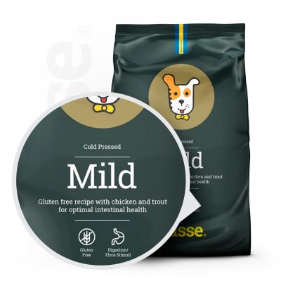 MILD | Hrană uscată completă Super Premium, fără gluten, presată la rece pentru câini adulți cu sensibilități și intoleranțe digestive
